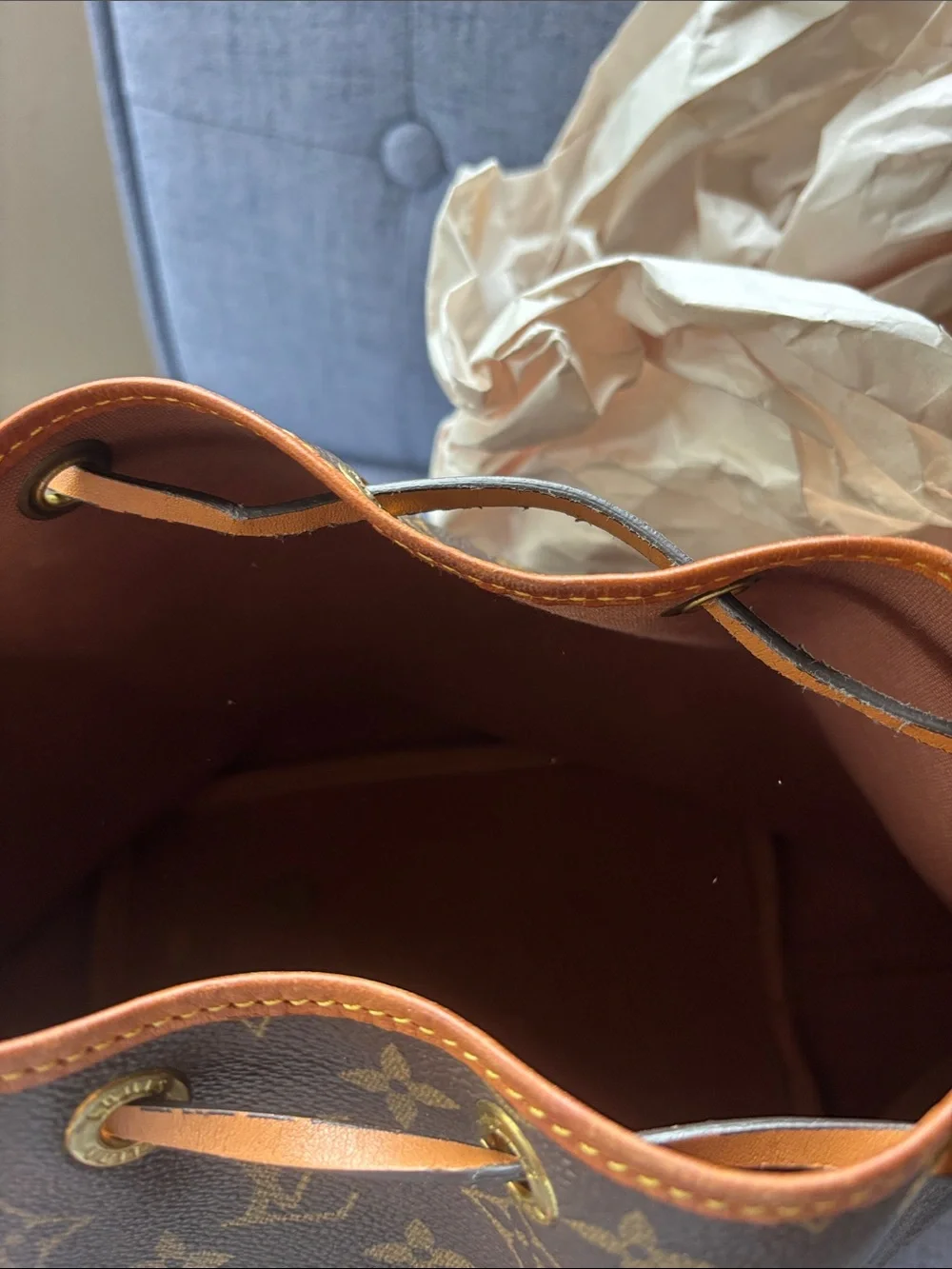 Louis Vuitton Monogram Canvas Drawstring Hobo in Brown and Tan